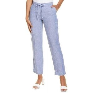 Tommy Bahama Blue 100% Linen Chambray Coconut Shell Button Breathable Pants S/P